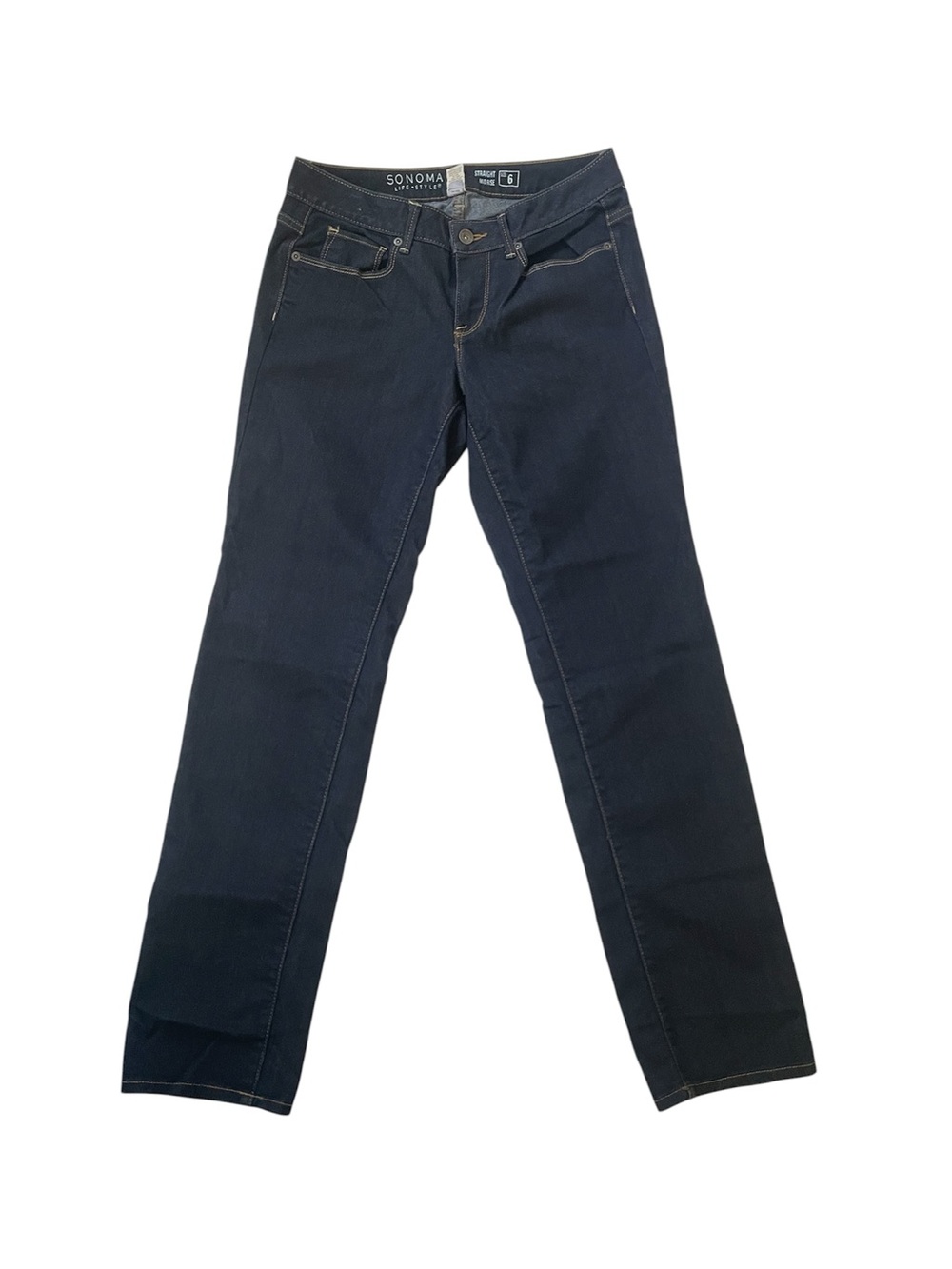 Sonoma Life + Style straight leg mid rise dark wash jeans size 6
